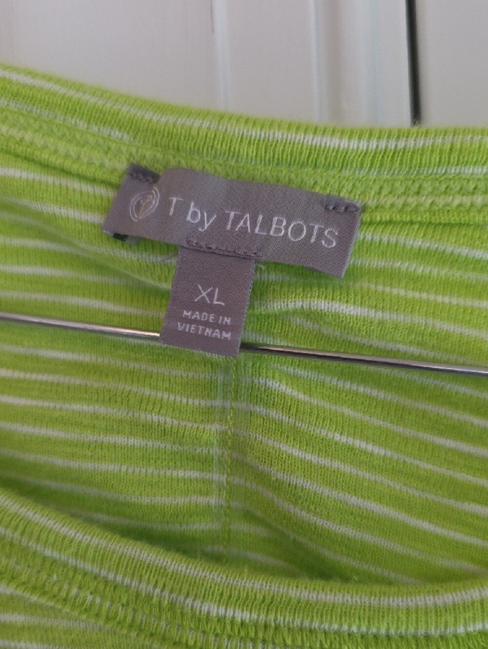 T By Talbots Neon Lime Short-Sleeve Stripe Tee - Picture 2 of 4